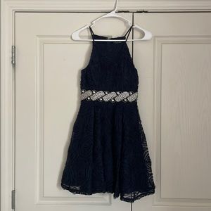Floral navy blue formal dress
